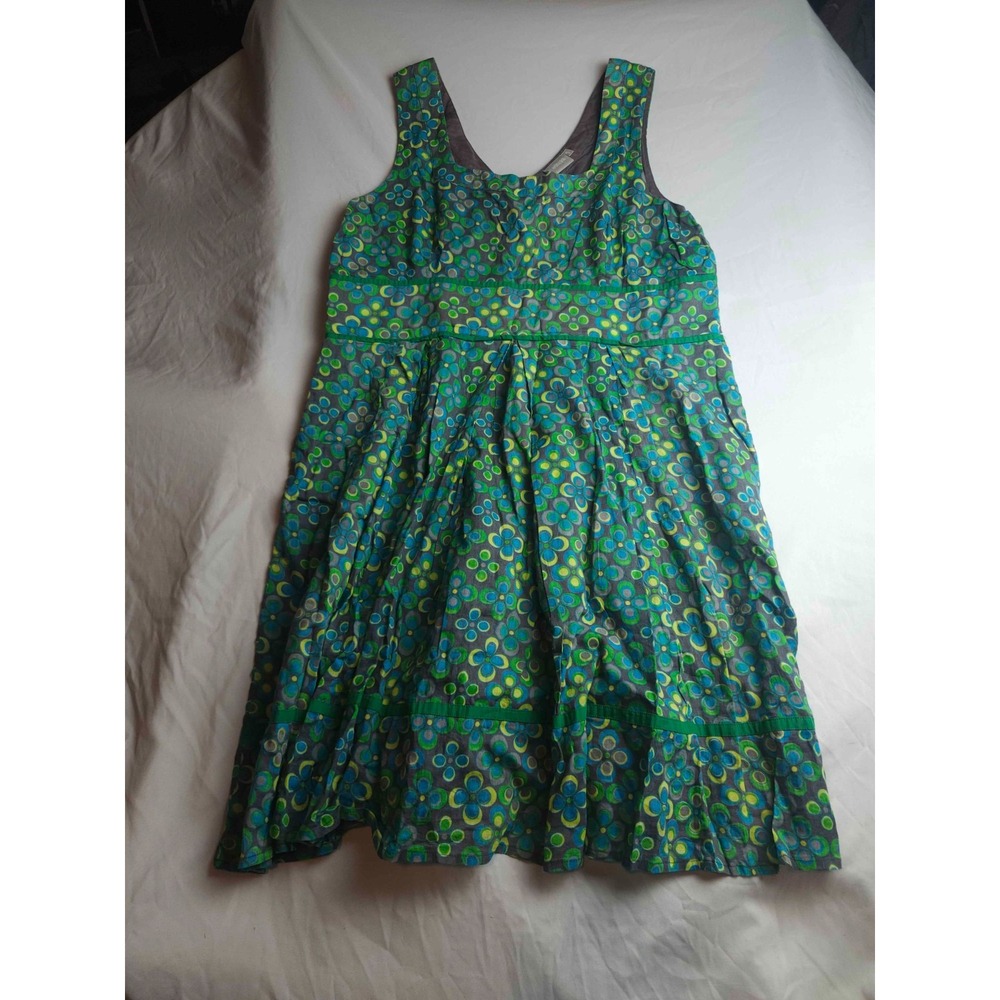 eShakti Dress Womens Size XL/18 Green Floral Mod Retro A-Line Midi Sleeveless